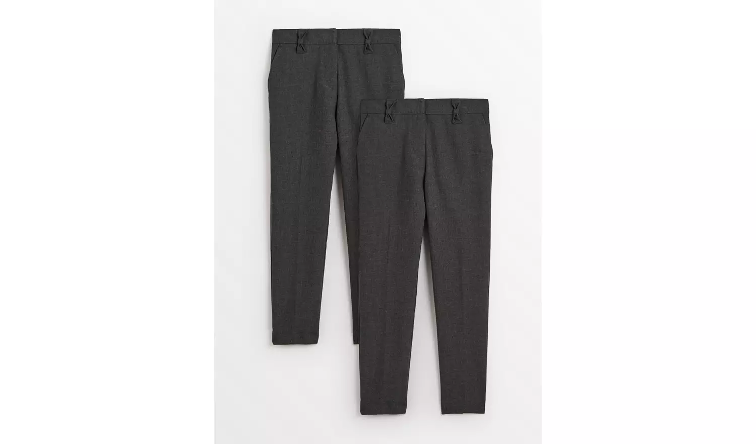 2 Pack Girls Grey Trousers with Reinforced Knees & Extendable Hems Longer Leg 9 years