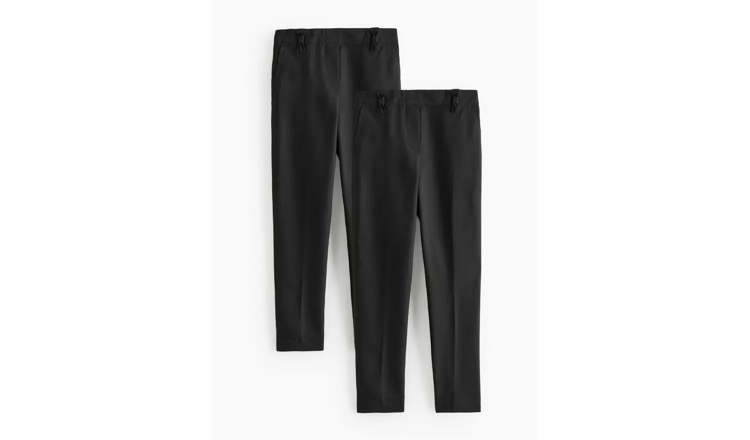 2 Pack Black 'Dress with Ease' Trousers with Bow Detail Reinforced Knees & Extendable Hems 12 years