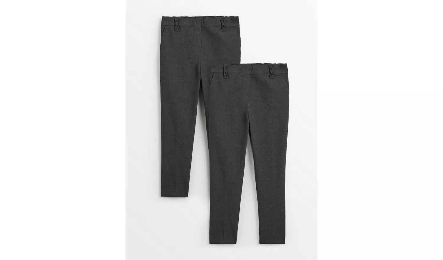 2 Pack Grey 'Dress with Ease' Trousers with Bow Detail Reinforced Knees & Extendable Hems 3 years