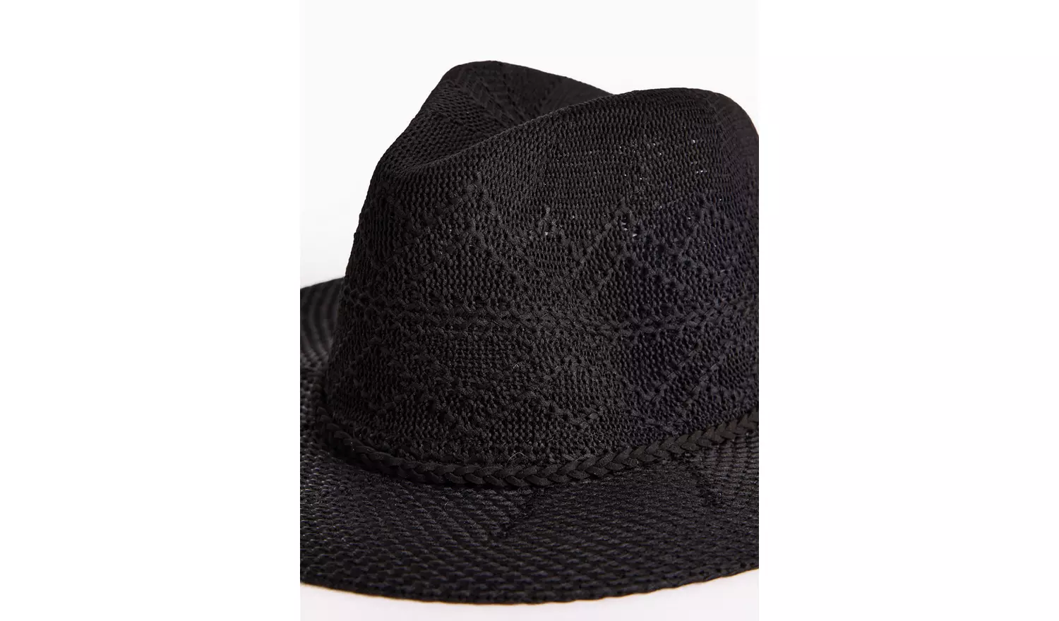 Black Woven Stitch Western Hat One Size