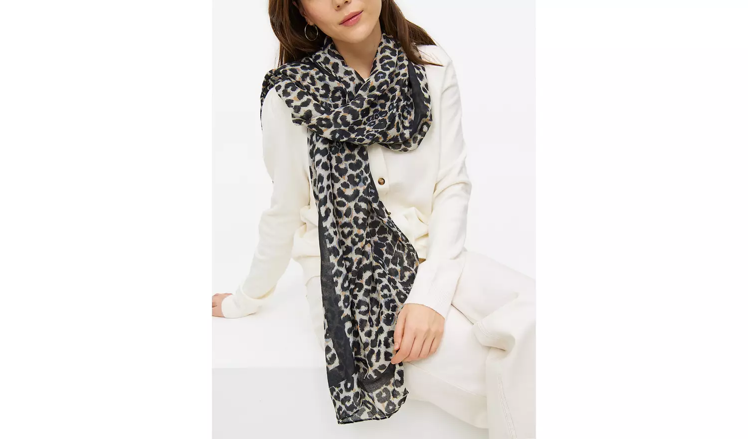 Leopard Print Lightweight Scarf One Size