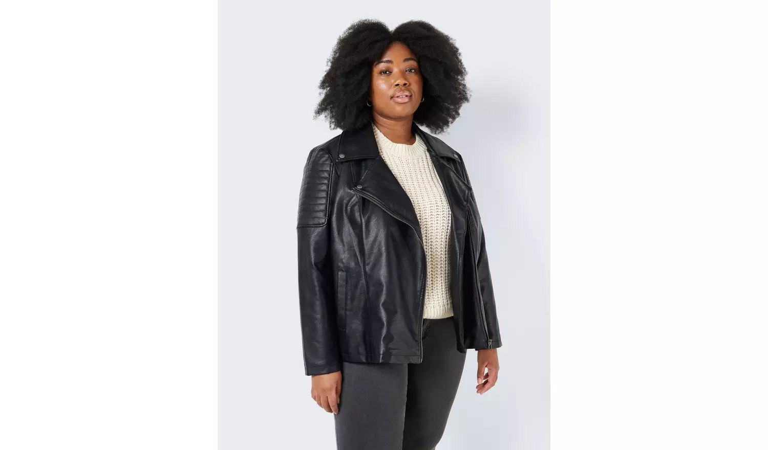 NOISY MAY Curve Faux Leather Biker Jacket 24