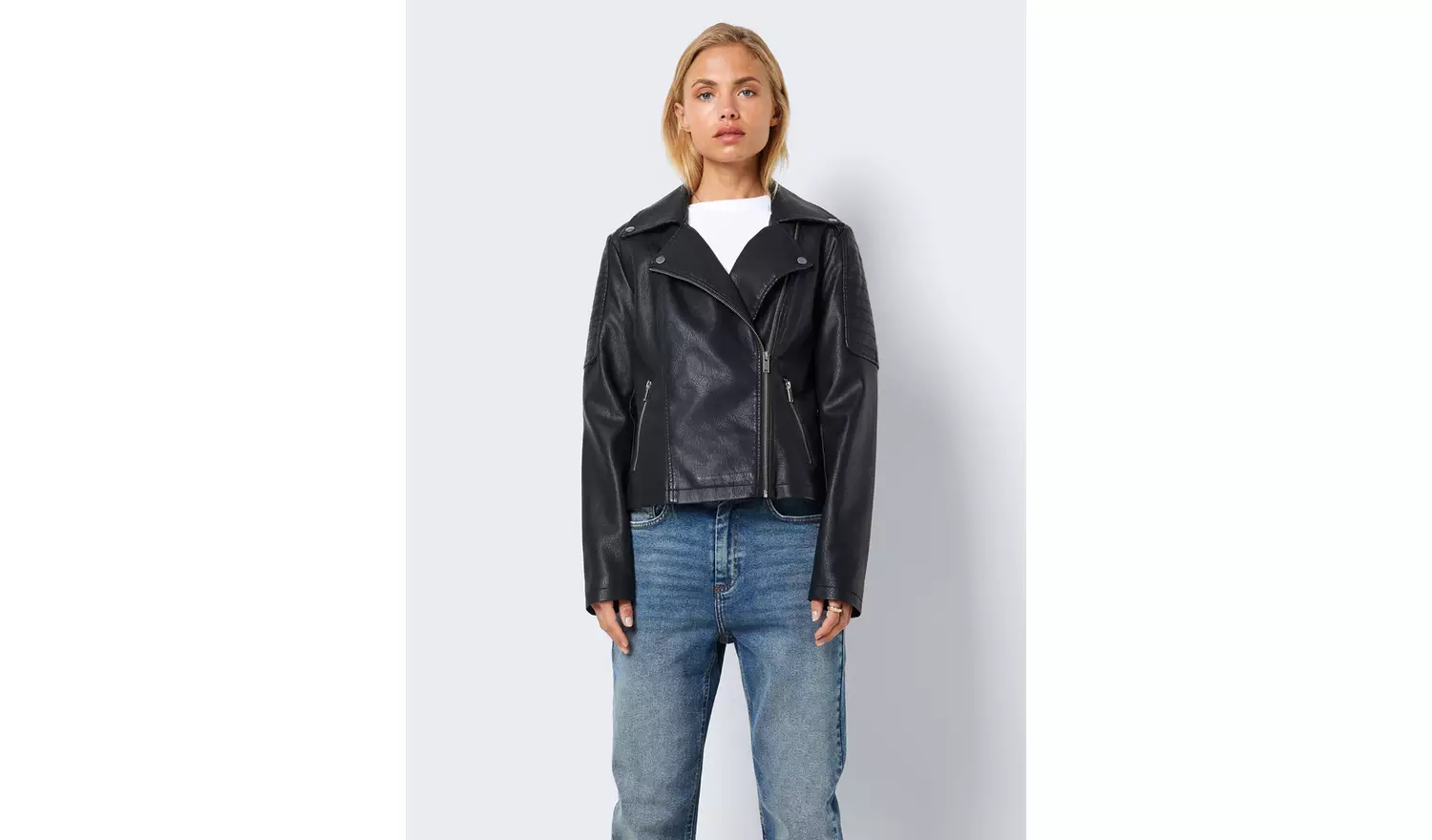 NOISY MAY Faux Leather Biker Jacket XS