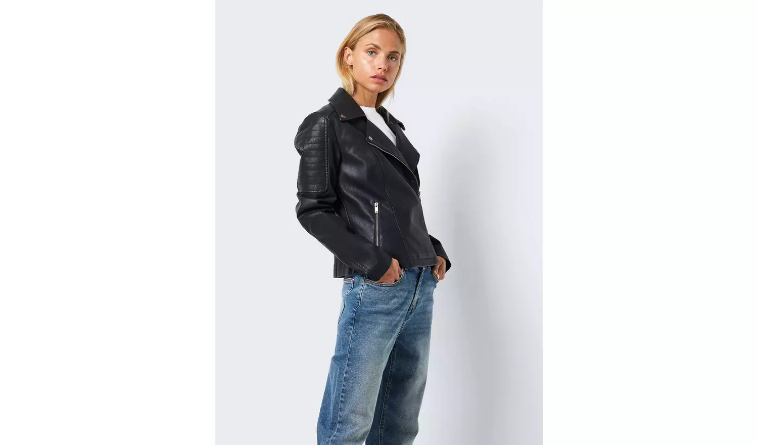 NOISY MAY Faux Leather Biker Jacket XS