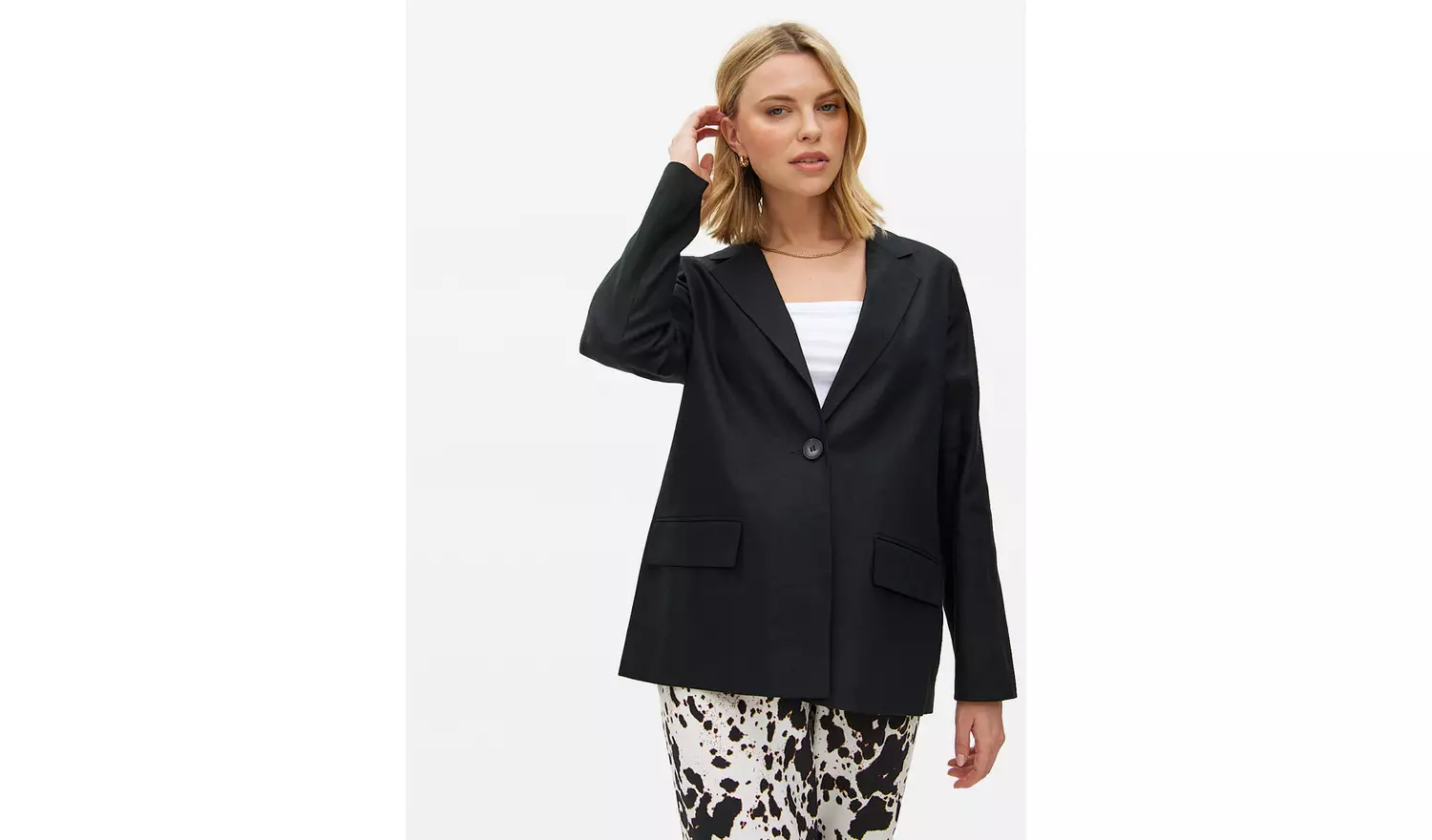 Black Relaxed Fit Linen Blend Co-ordBlazer 18