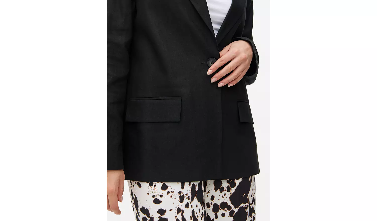 Black Relaxed Fit Linen Blend Co-ordBlazer 12