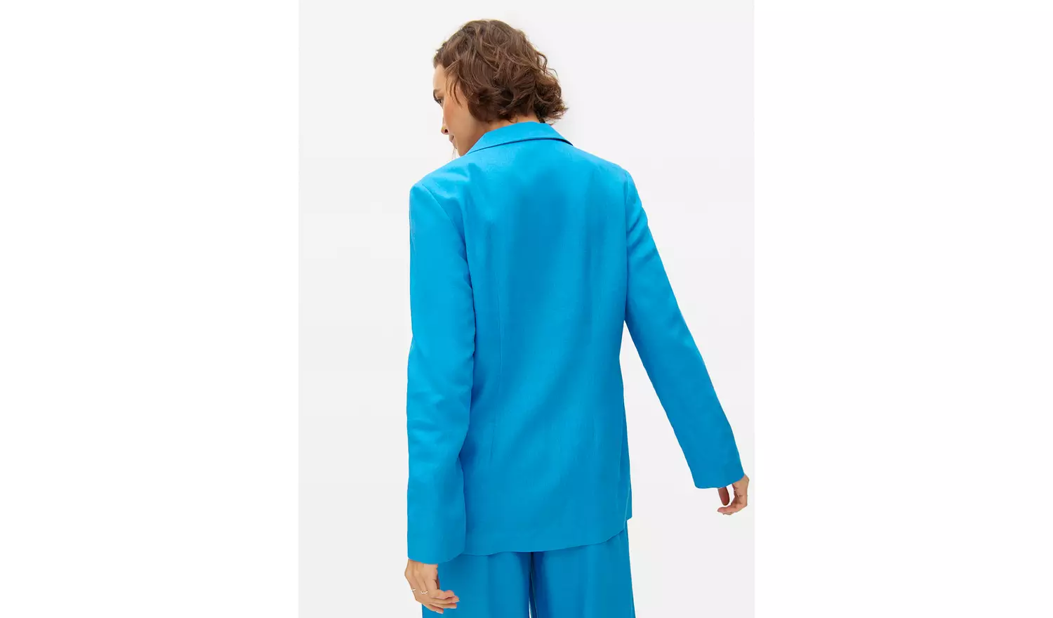 Blue Relaxed Fit Linen Blend Co-ord Blazer 8