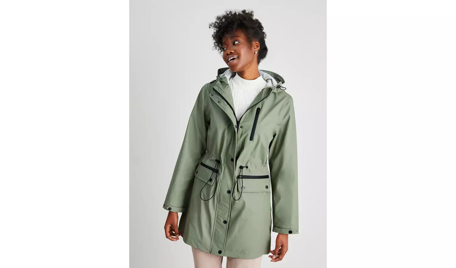 Sage Green Waterproof Hooded Raincoat - 8
