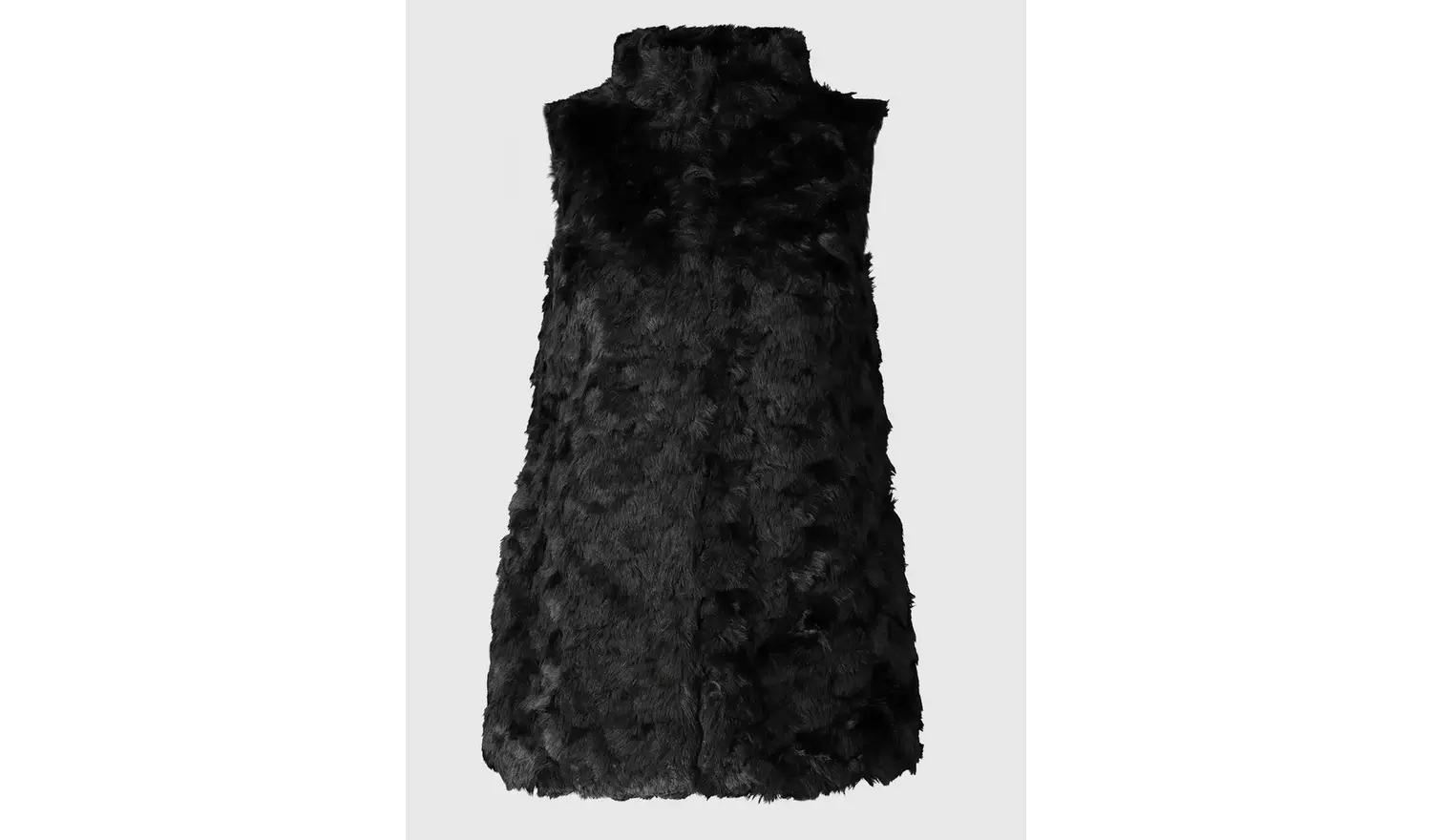 Black Crushed Velvet Faux Fur Gilet - XS
