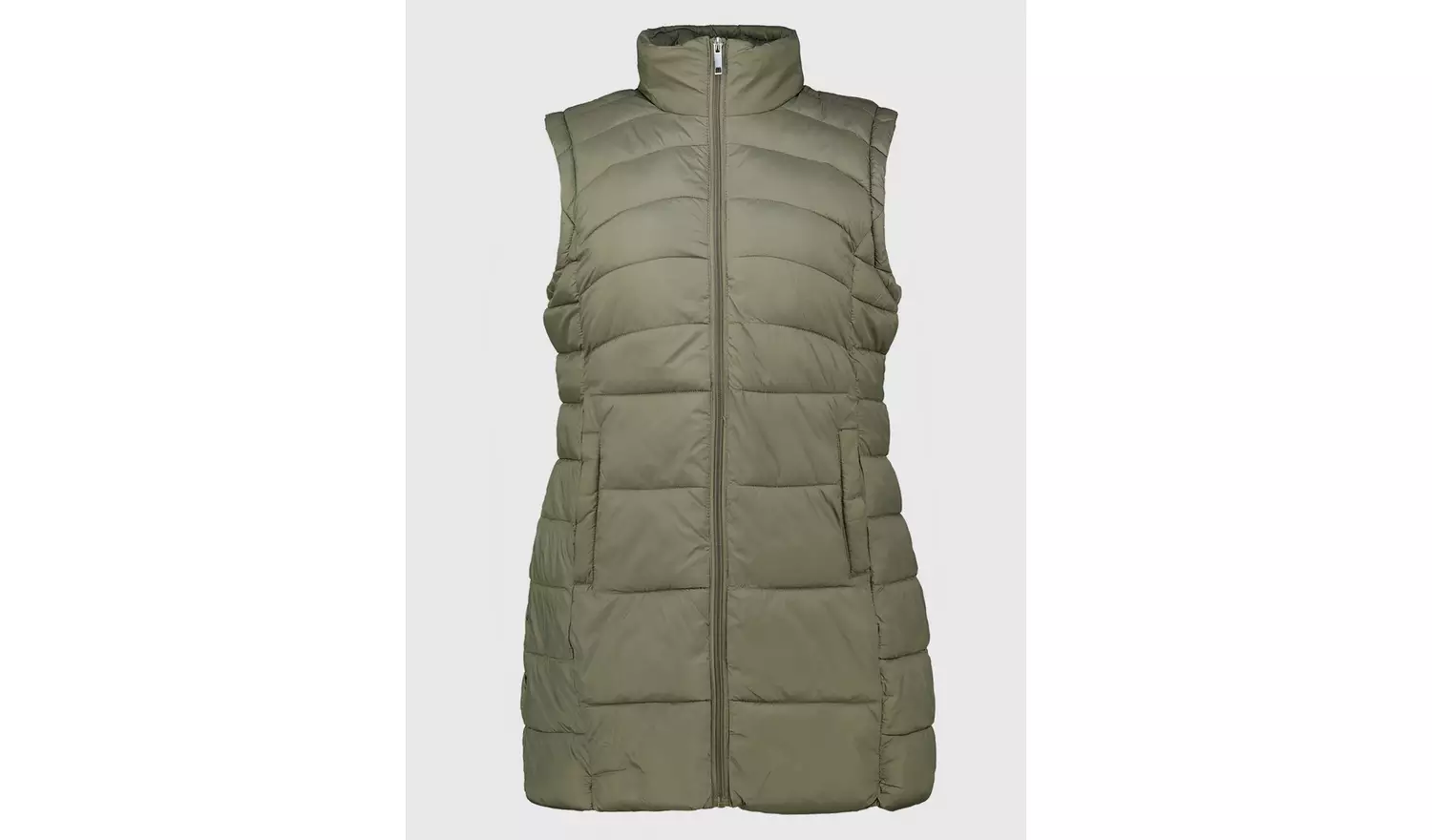 Khaki Green Longline Padded Gilet - 22