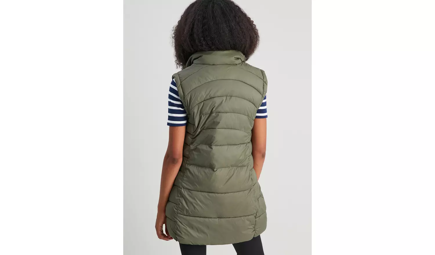 Khaki Green Longline Padded Gilet - 16