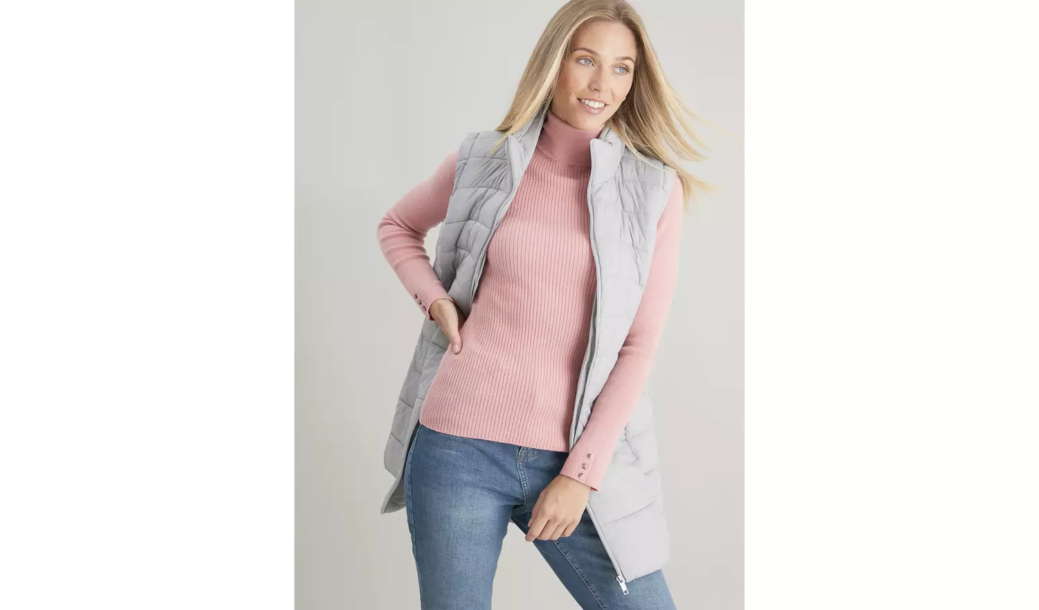 Grey Padded Longline Gilet - 24