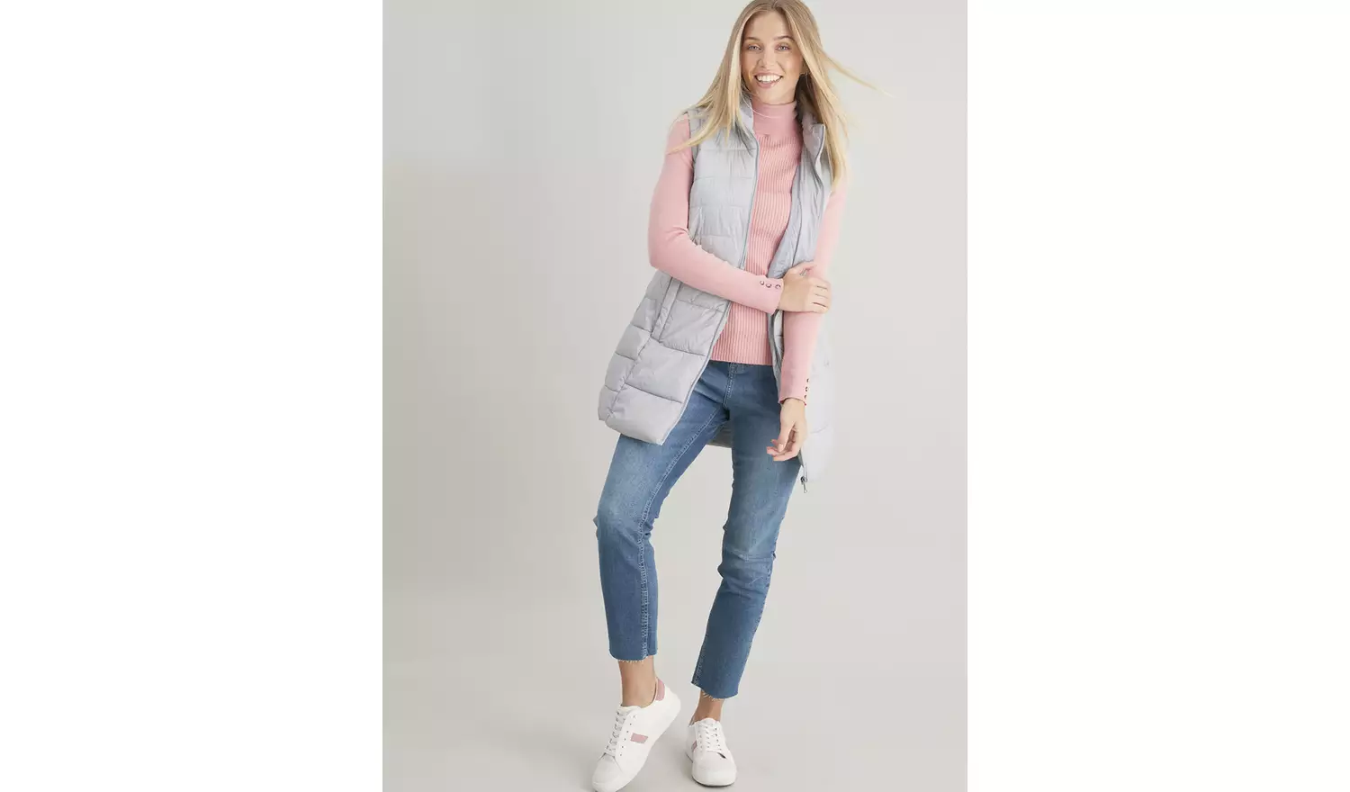Grey Padded Longline Gilet - 18