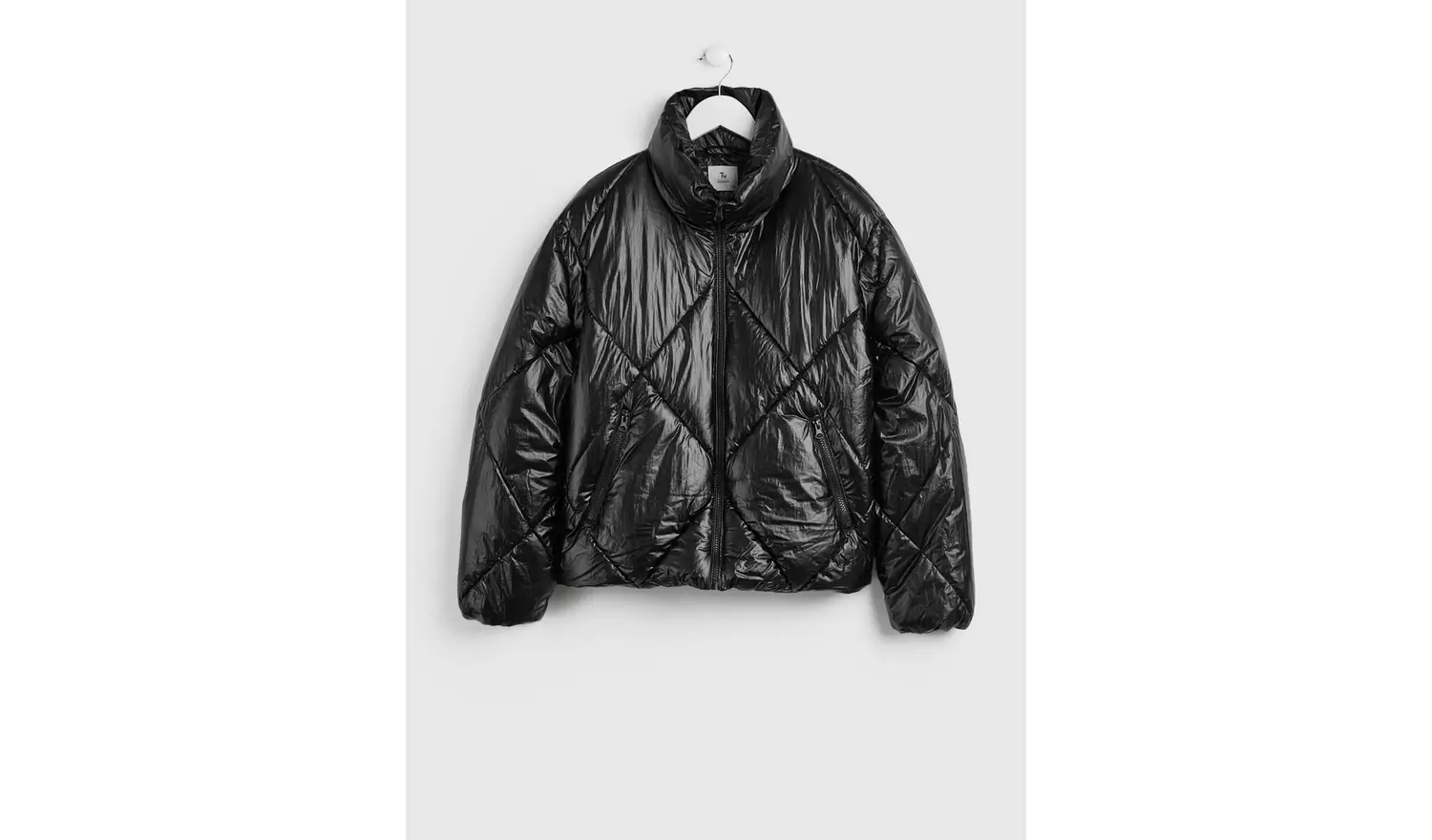 Black Metallic Padded Bomber Jacket 18