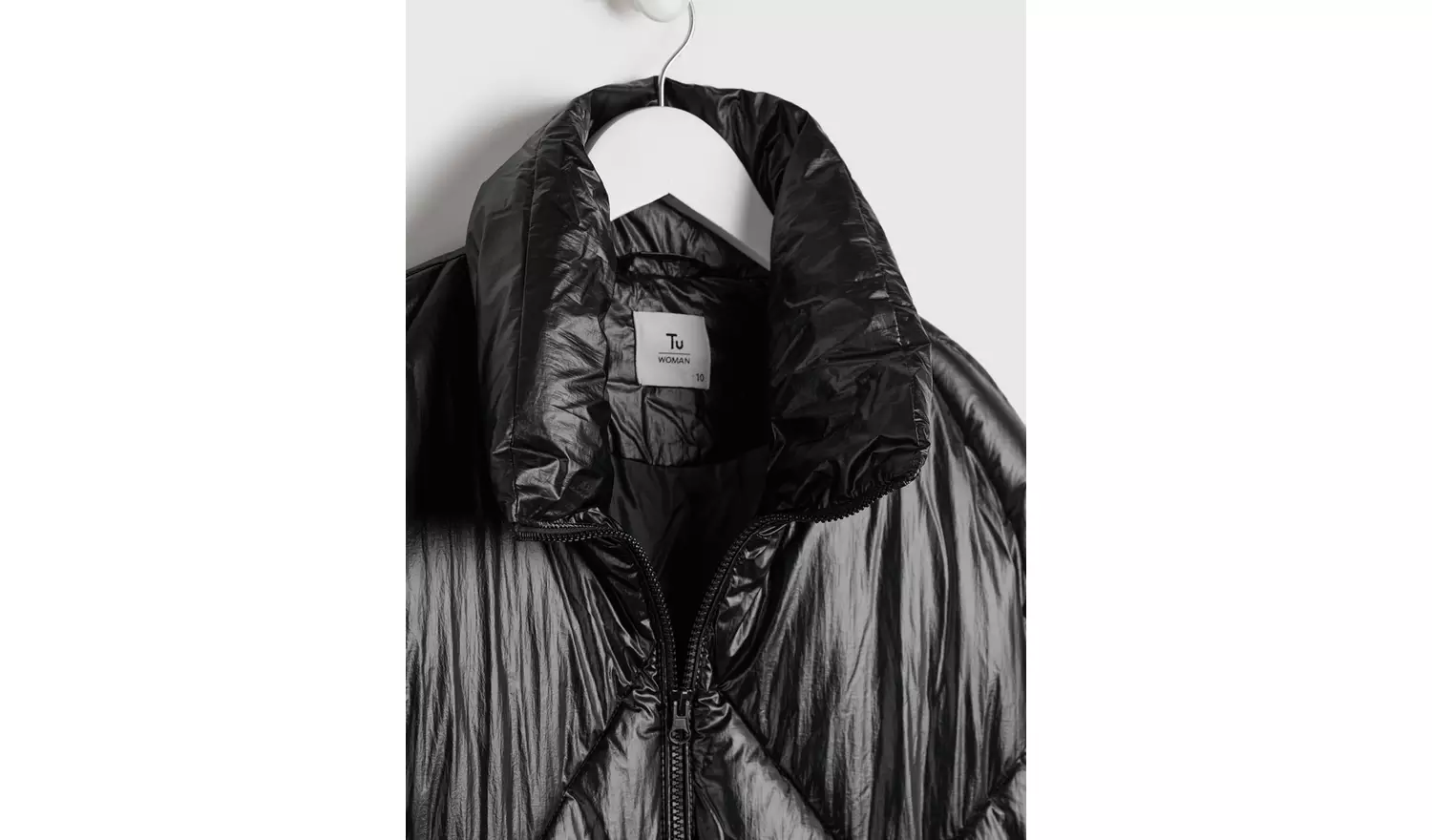 Black Metallic Padded Bomber Jacket 18