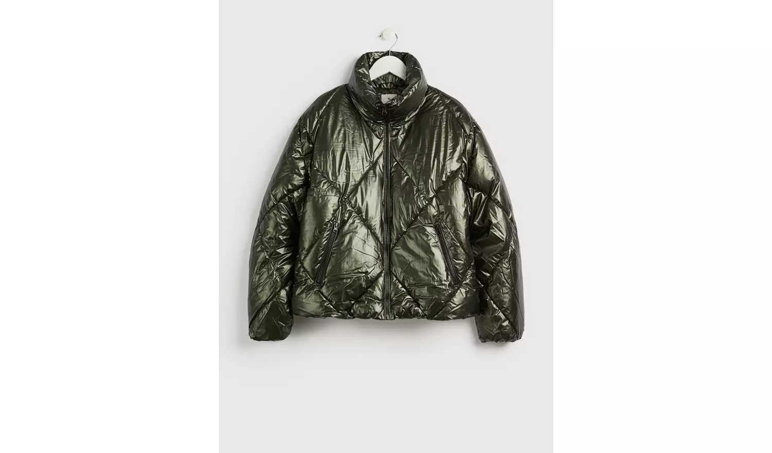 Green Metallic Padded Bomber Jacket 24