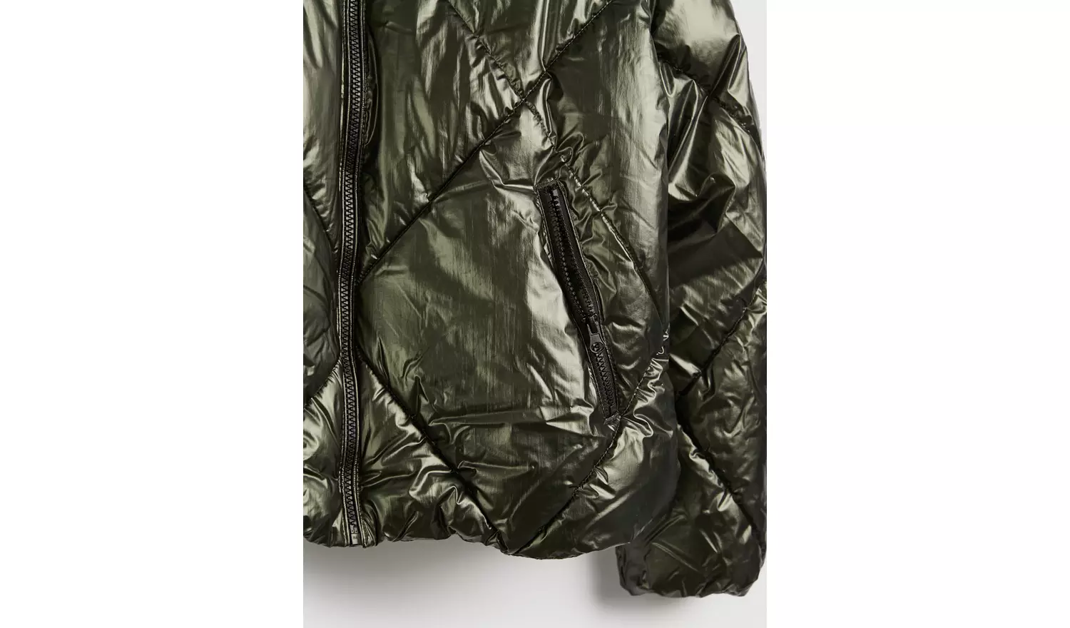 Green Metallic Padded Bomber Jacket 24