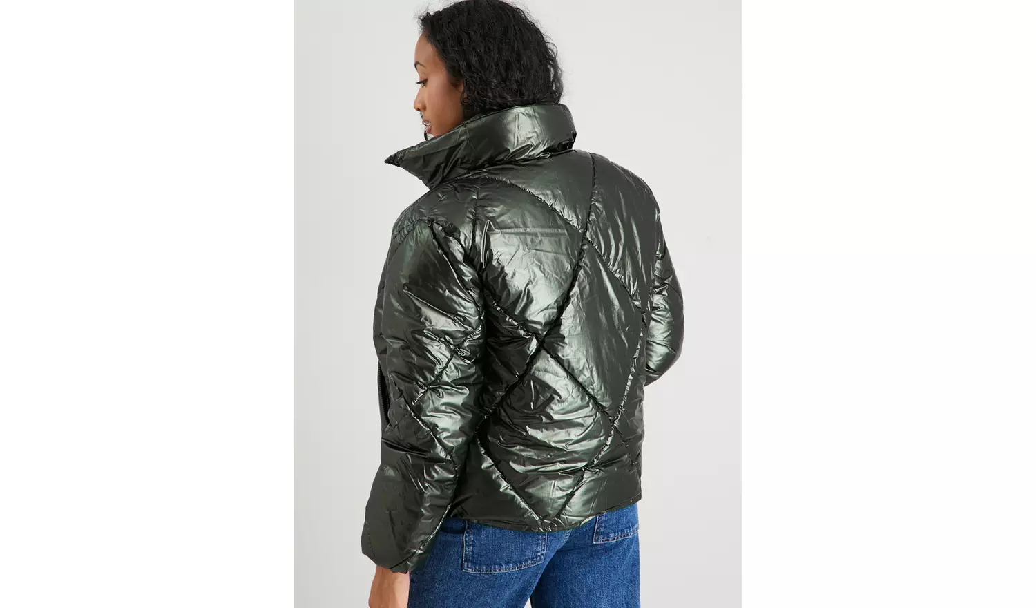 Green Metallic Padded Bomber Jacket 24