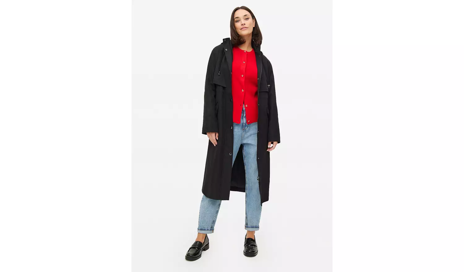 Black Longline Raincoat S