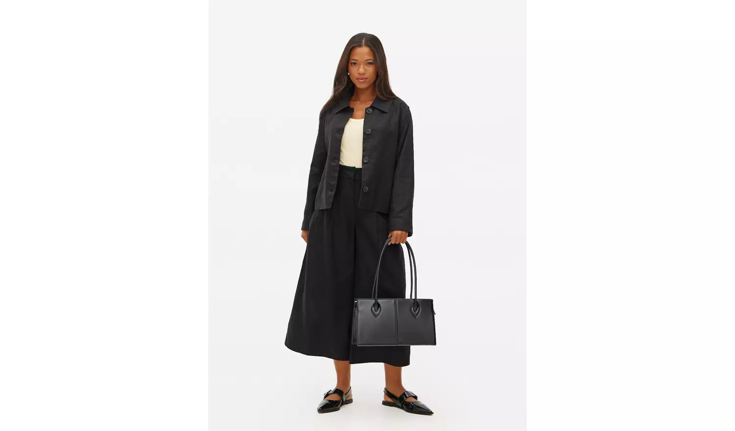 Black Boxy Linen Jacket 10
