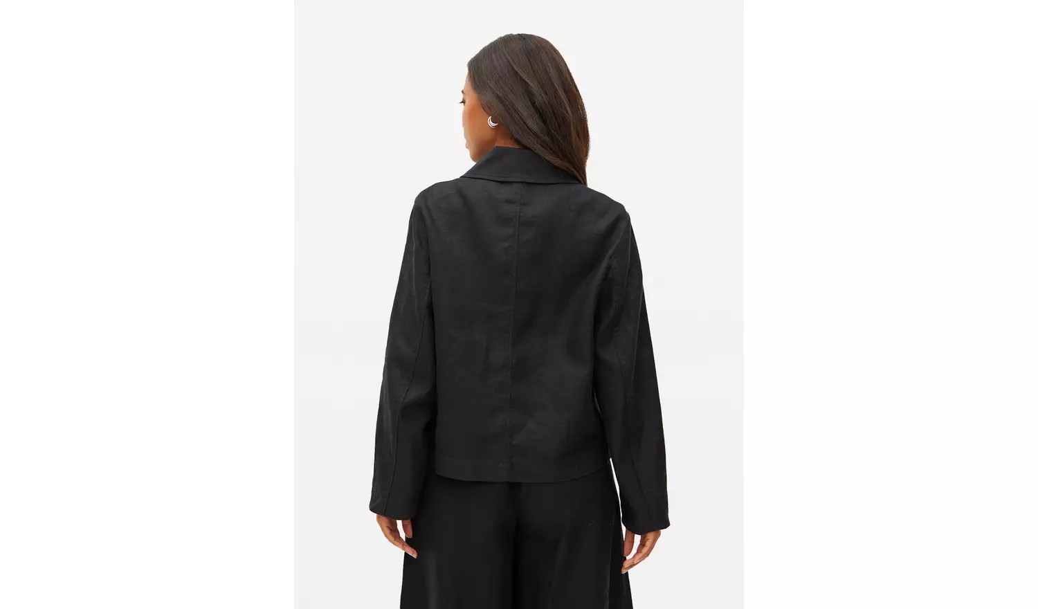 Black Boxy Linen Jacket 10