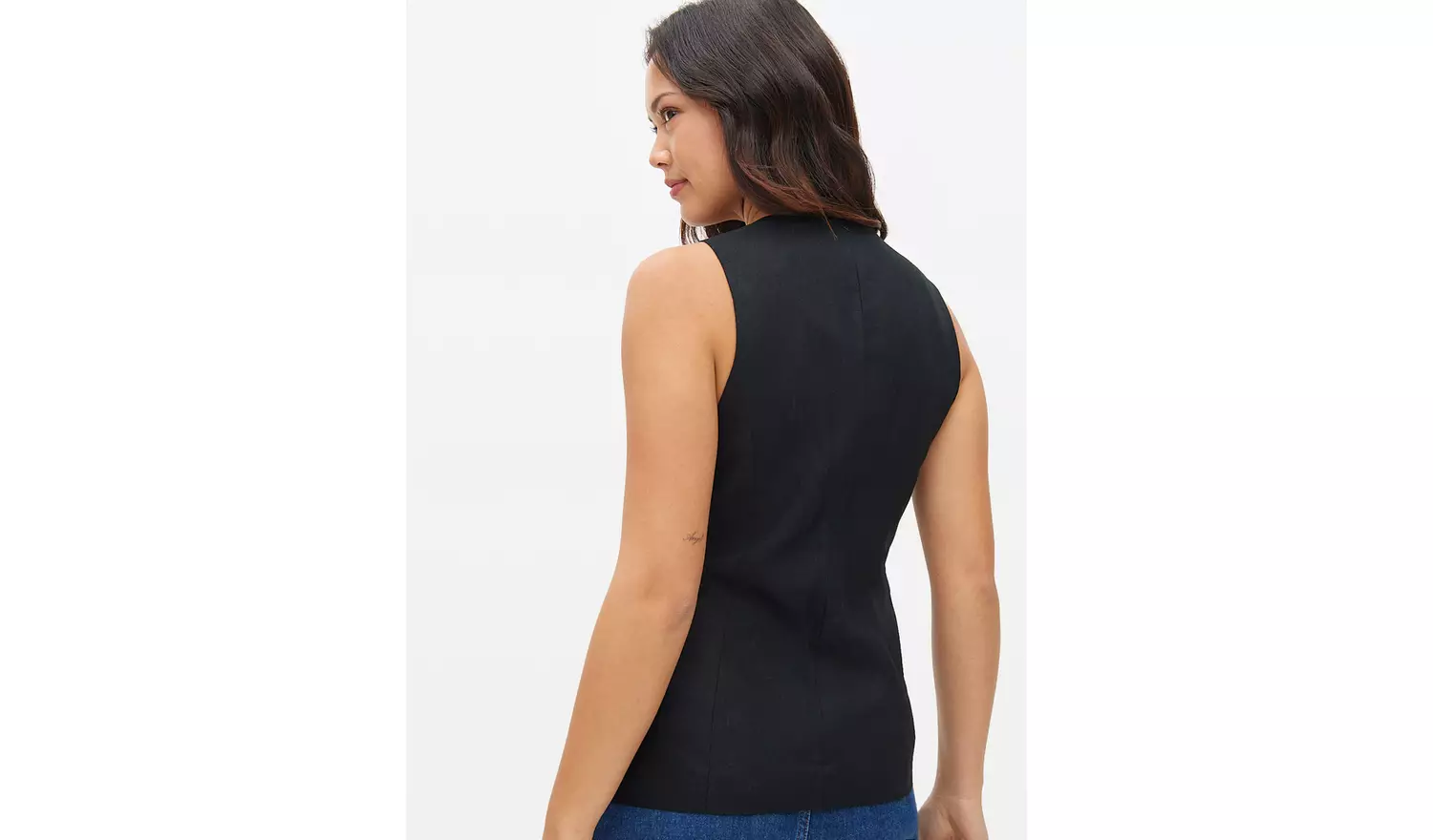 Black Tailored Linen Blend Co-ord Waistcoat 12