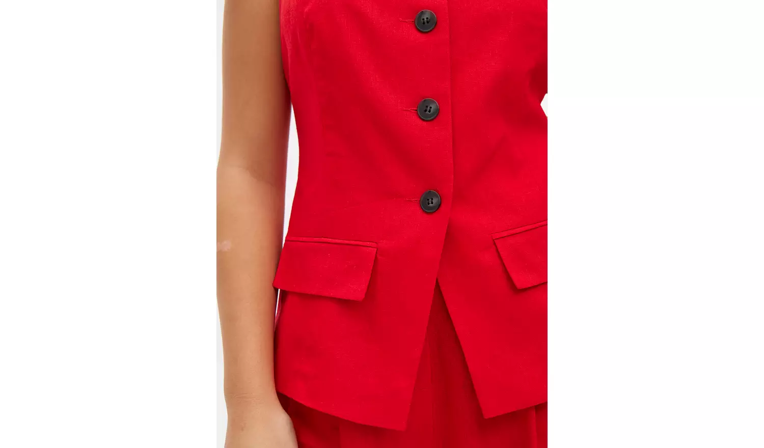 Red Tailored Linen Blend Co-ord Waistcoat 14