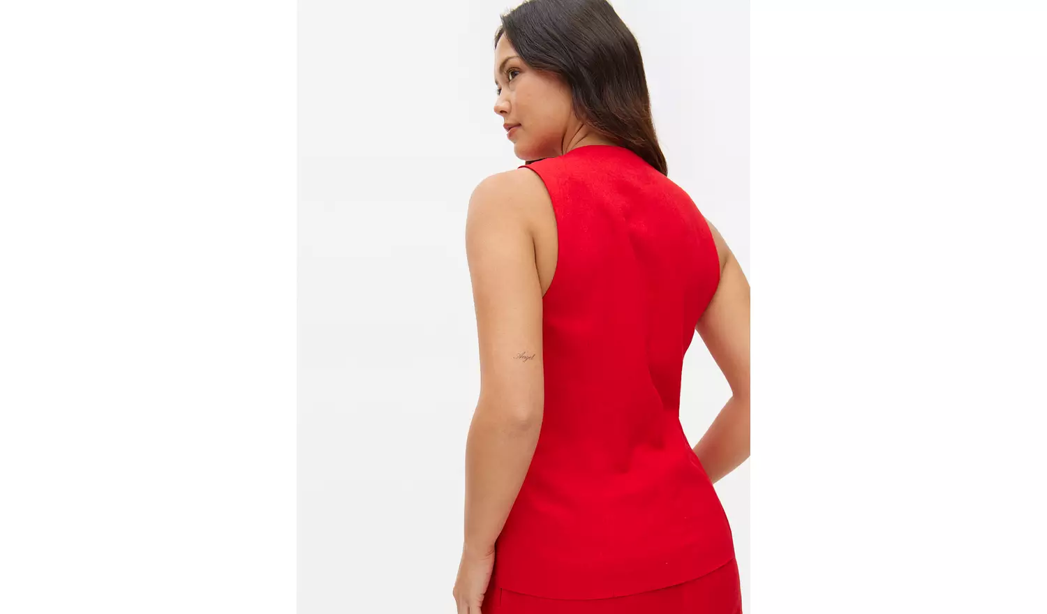 Red Tailored Linen Blend Co-ord Waistcoat 18