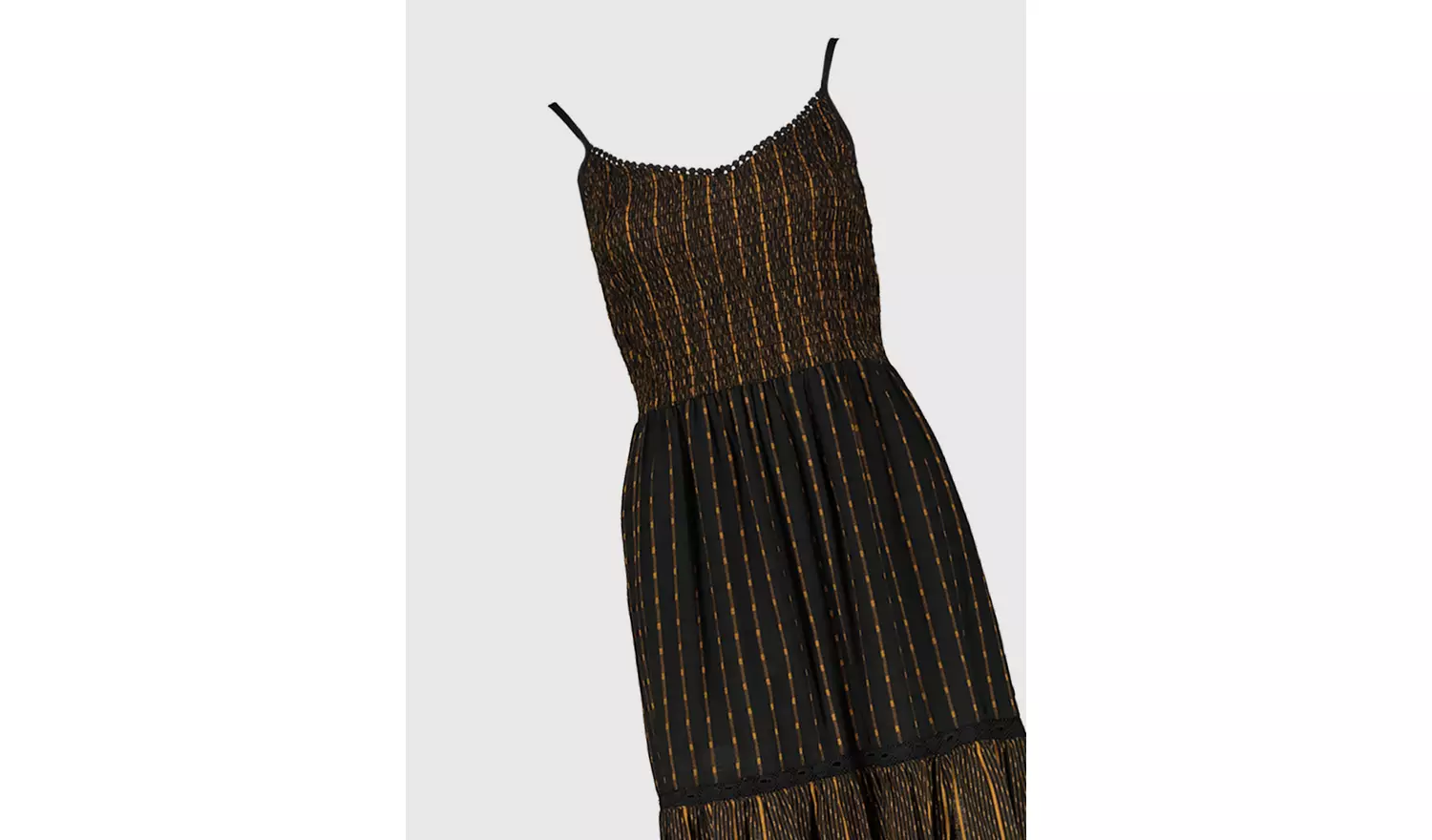 PETITE Black & Gold Tiered Maxi Dress - 20