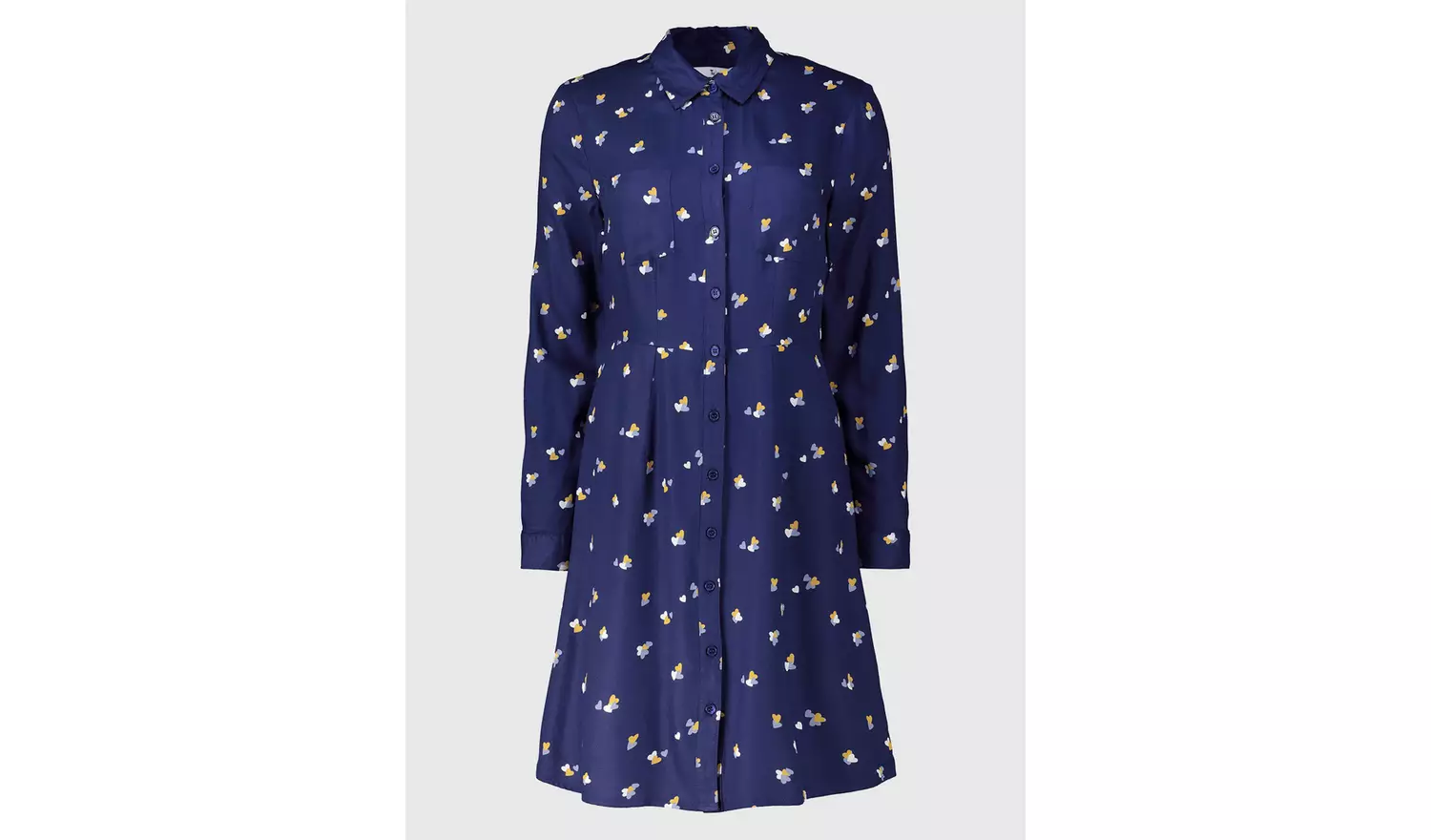 Navy Heart Print Shirt Dress - 8