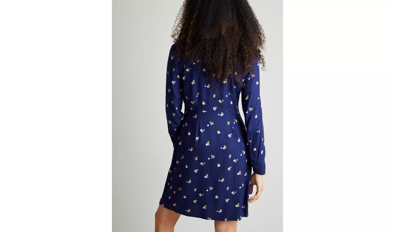 Navy Heart Print Shirt Dress - 8