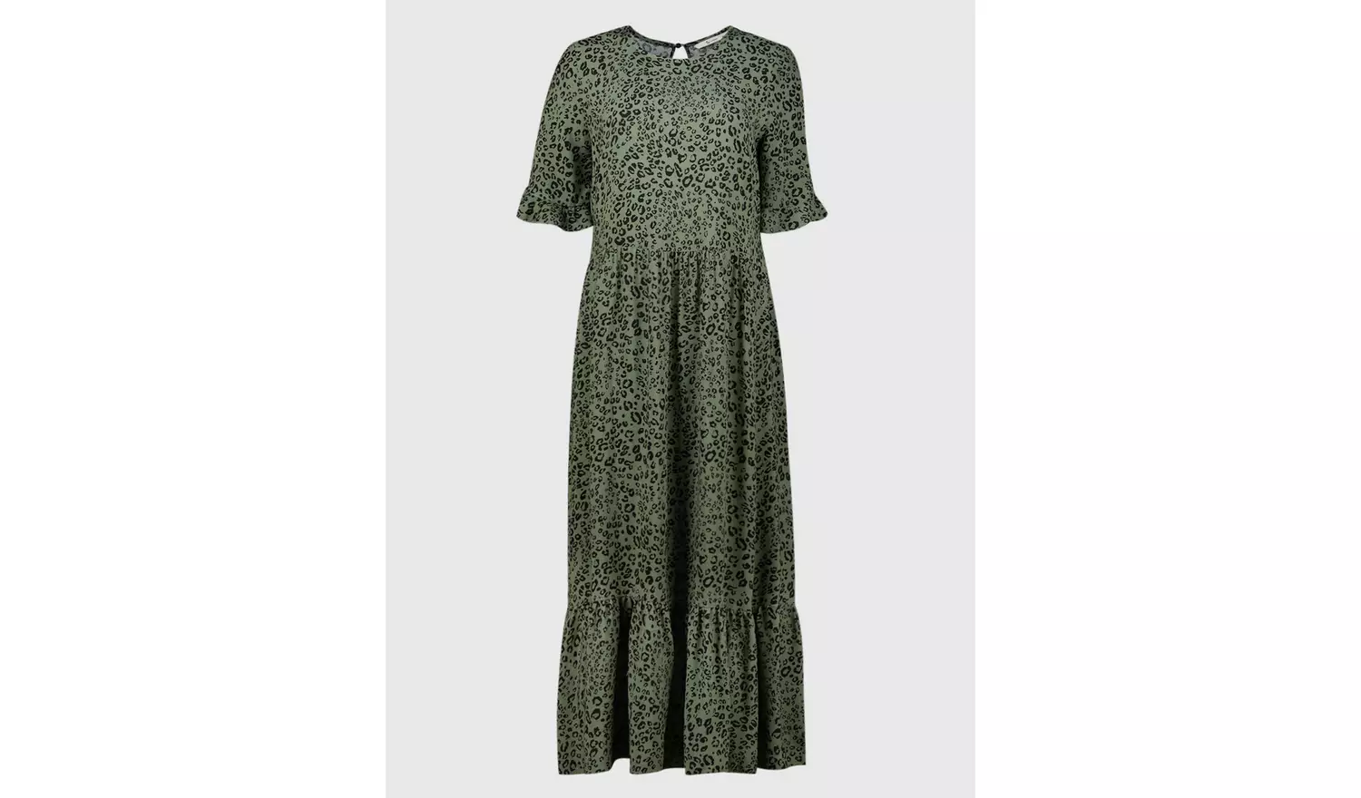 Khaki Leopard Print Midi Dress - 8