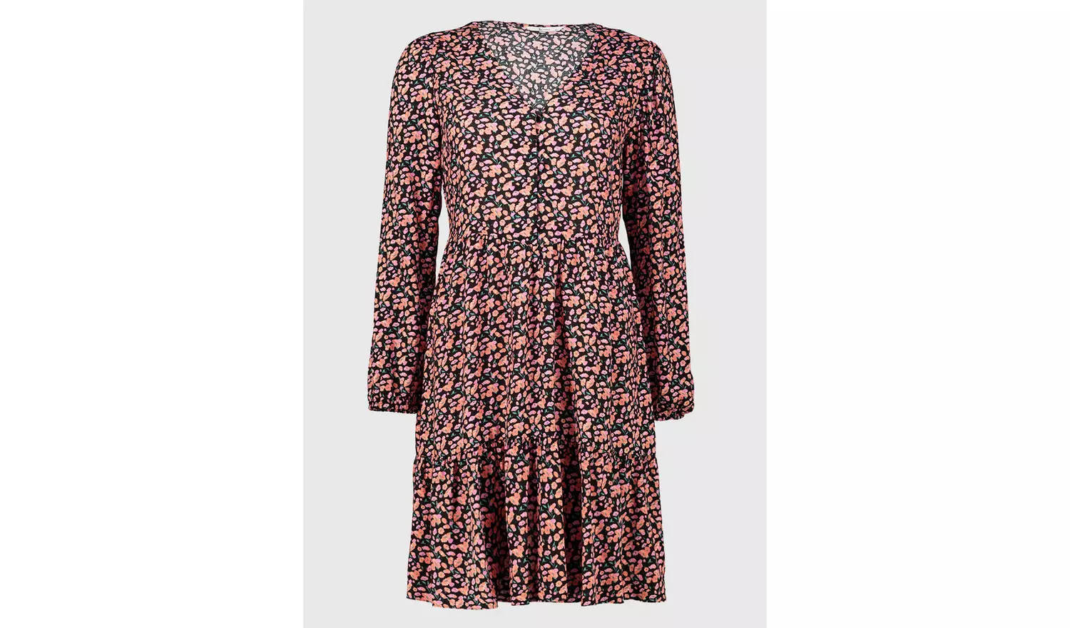 Floral Print Tiered Mini Dress - 16