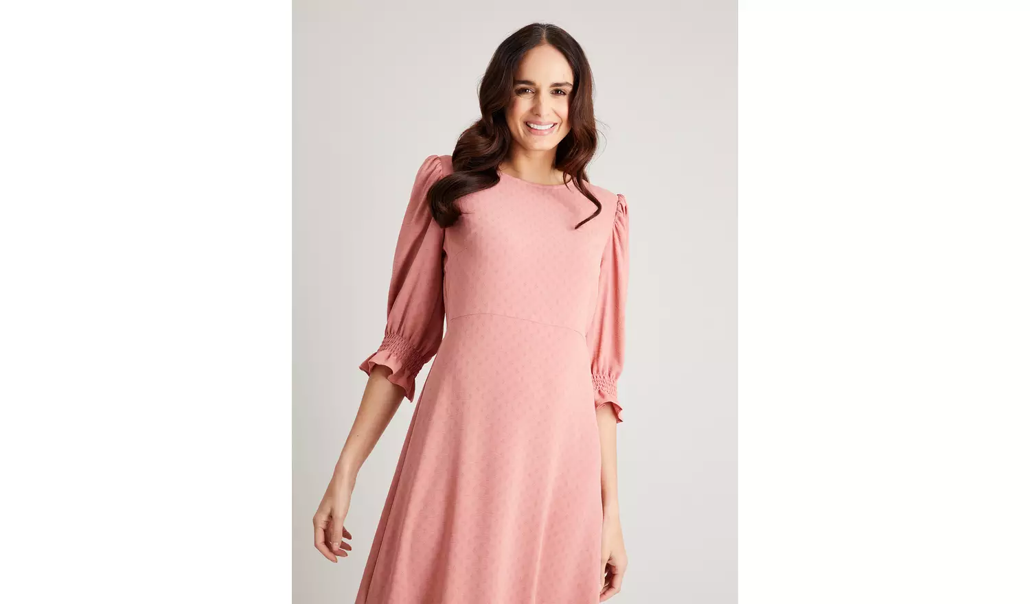 Pink Swiss Dot Midi Dress - 14