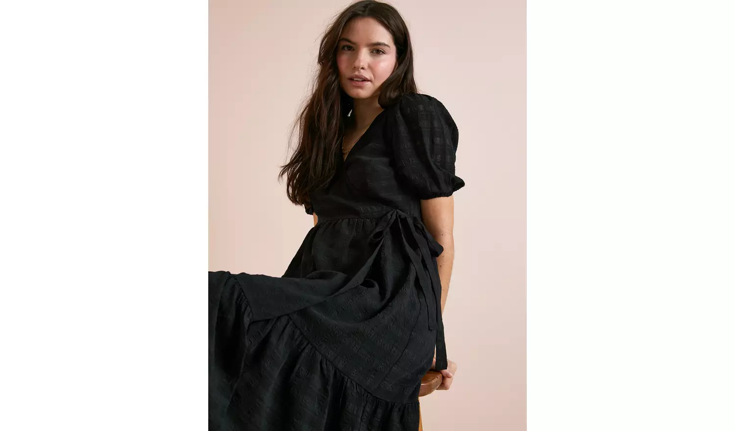 Everbelle Sheer Woven Check Midi Dress - 18