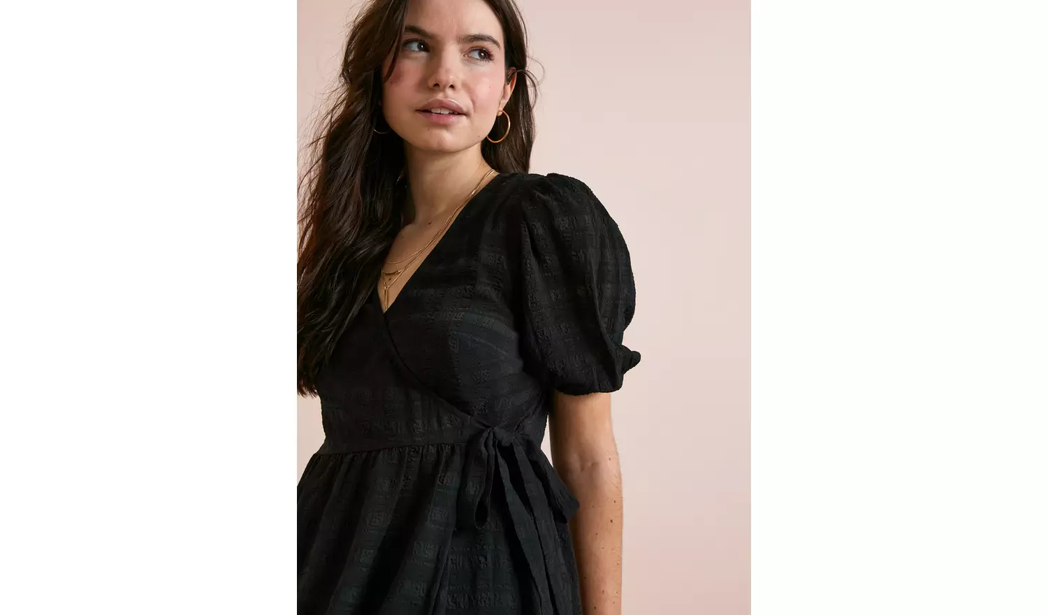 Everbelle Sheer Woven Check Midi Dress - 18