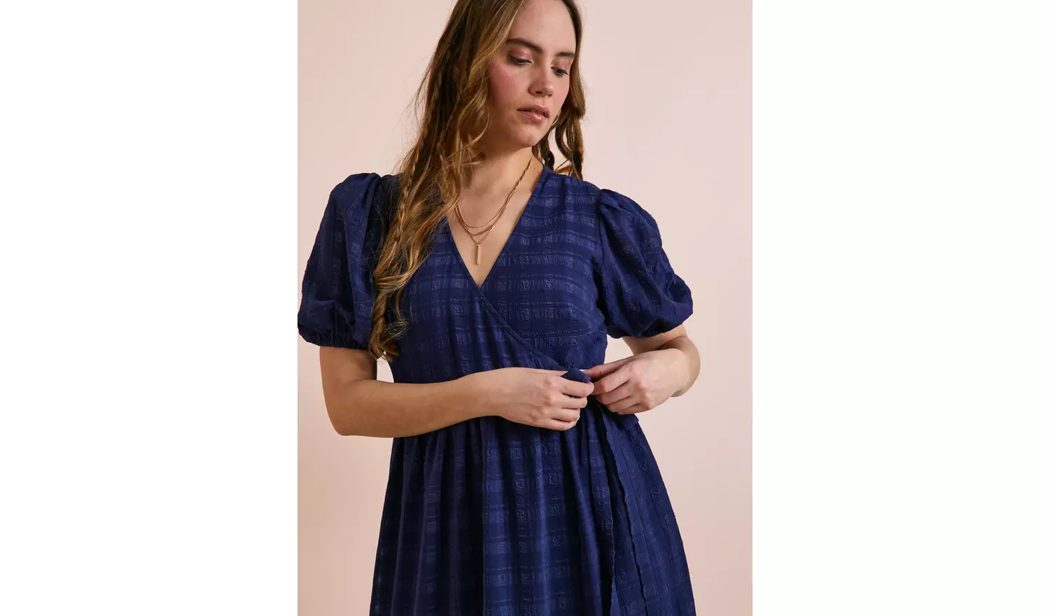Everbelle Sheer Woven Check Midi Dress - 12