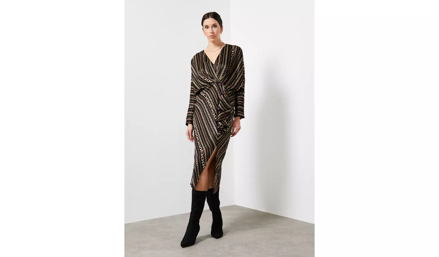 For All the Love Printed Batwing Drape Dress 6
