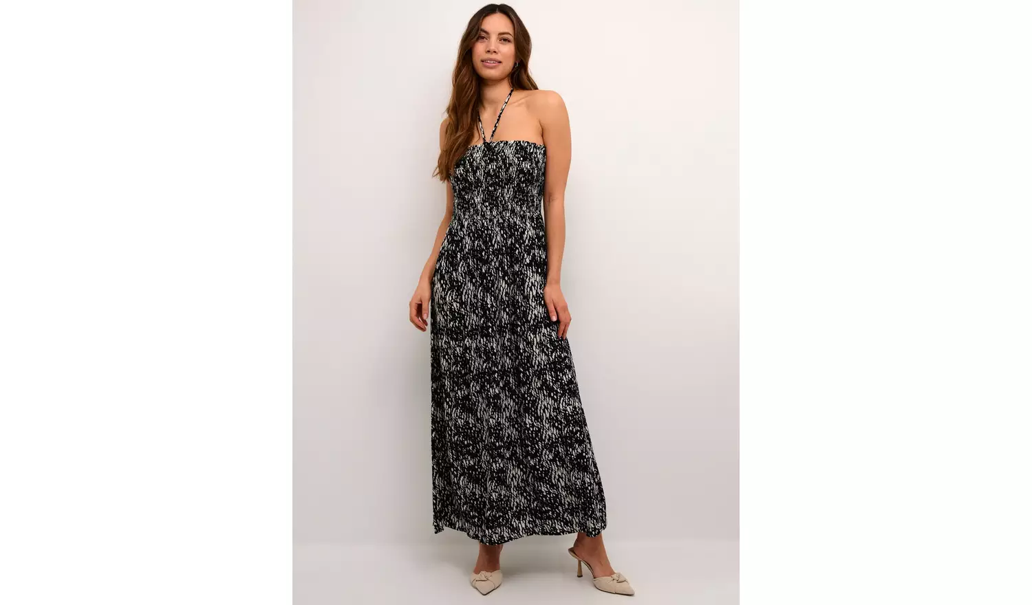 KAFFE Amber Tie Neck Strapless Maxi Dress Multi 8