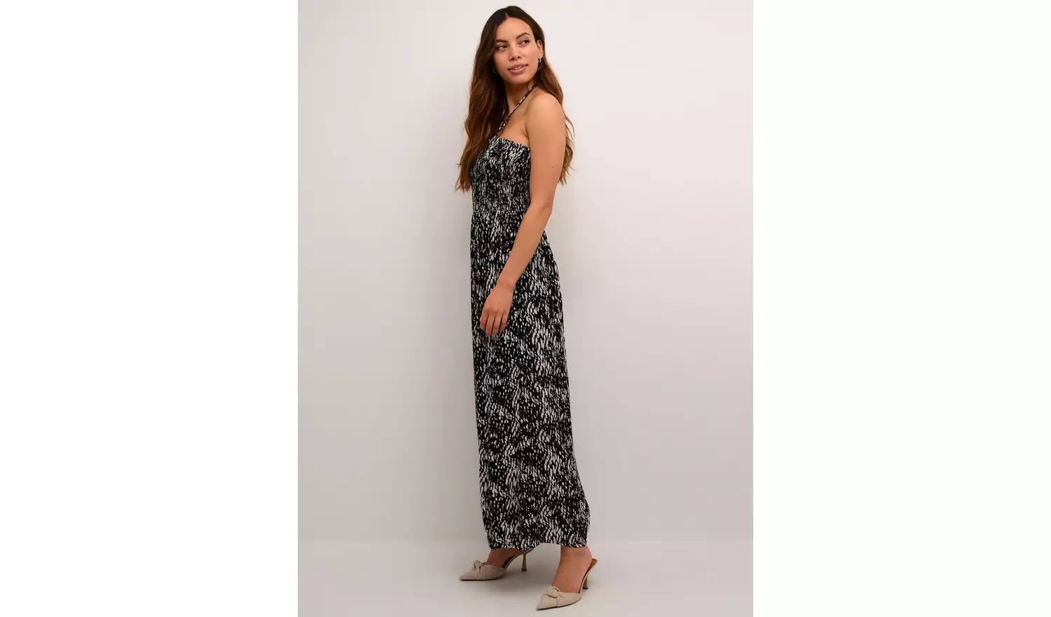 KAFFE Amber Tie Neck Strapless Maxi Dress Multi 8