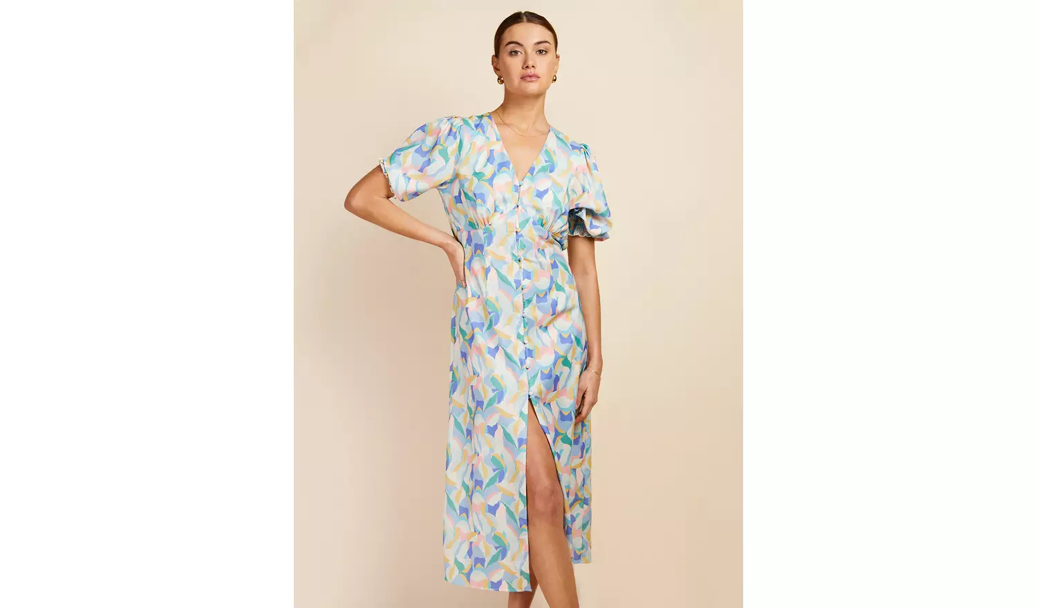 VOGUE WILLIAMS Multi Puff Sleeve Midaxi Dress 8