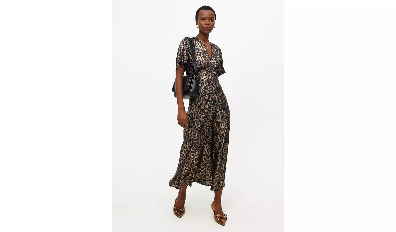 Leopard Print Satin Midaxi Tea Dress 24
