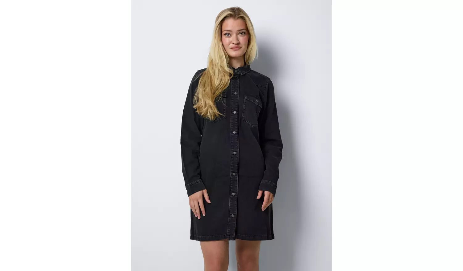 NOISY MAY Long Sleeve Denim Shirt Dress XS