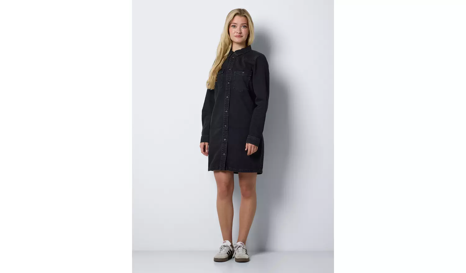 NOISY MAY Long Sleeve Denim Shirt Dress L