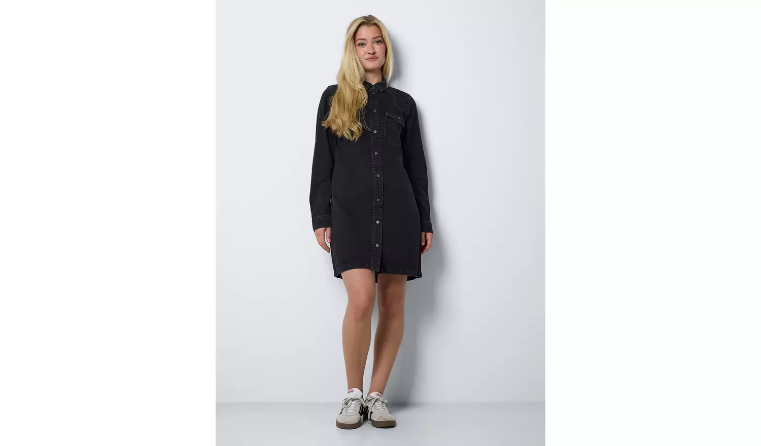 NOISY MAY Long Sleeve Denim Shirt Dress XS