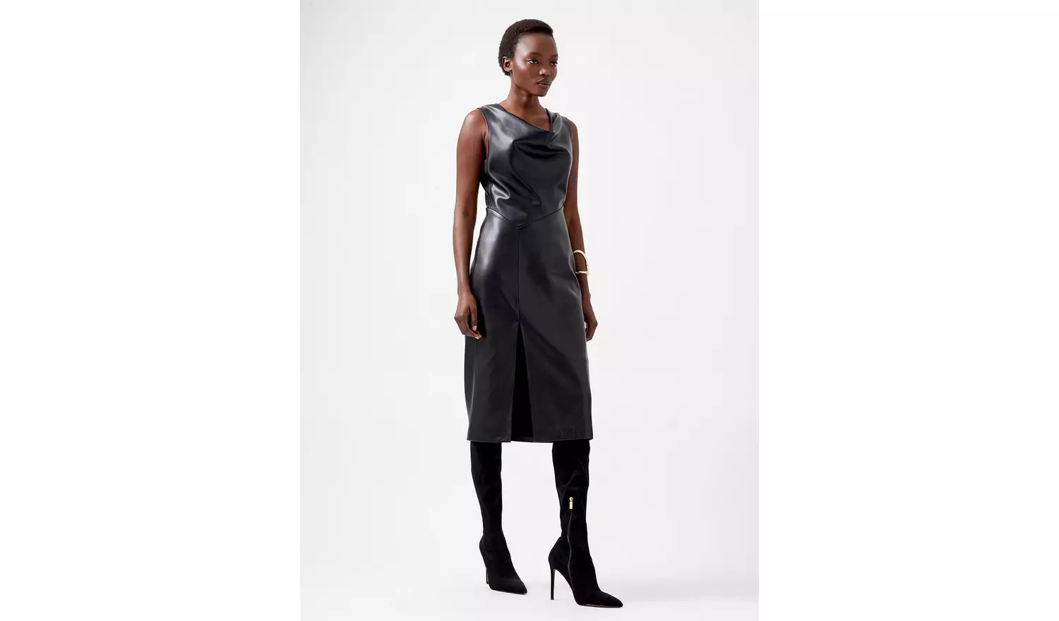 FRENCH CONNECTION Elettra Pu Cowl Neck Sleeveless Dress 6