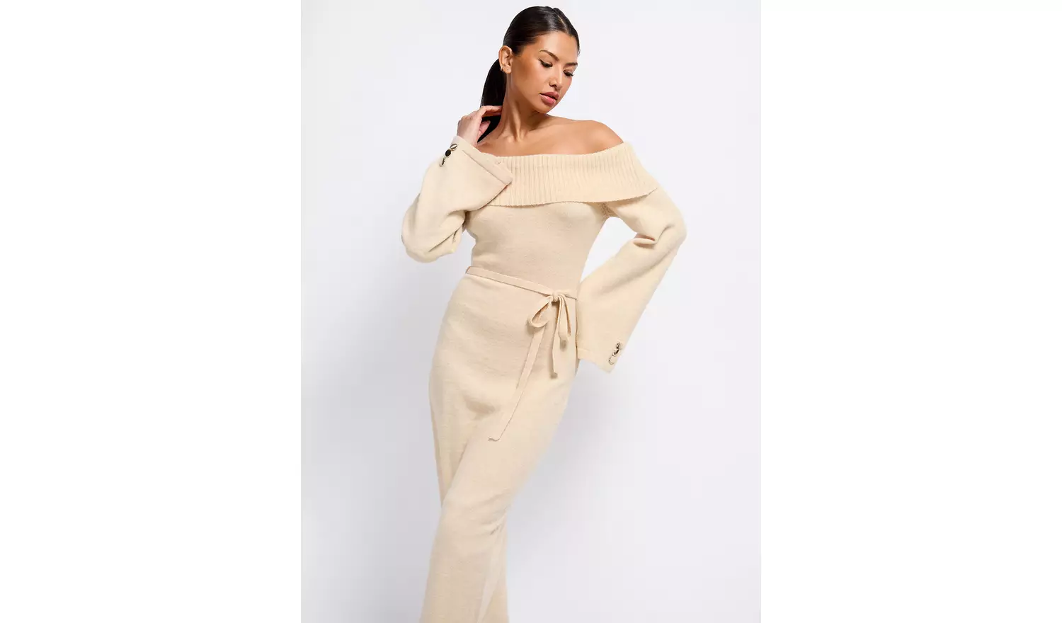 VOGUE WILLIAMS Oatmeal Knit Midaxi Dress S