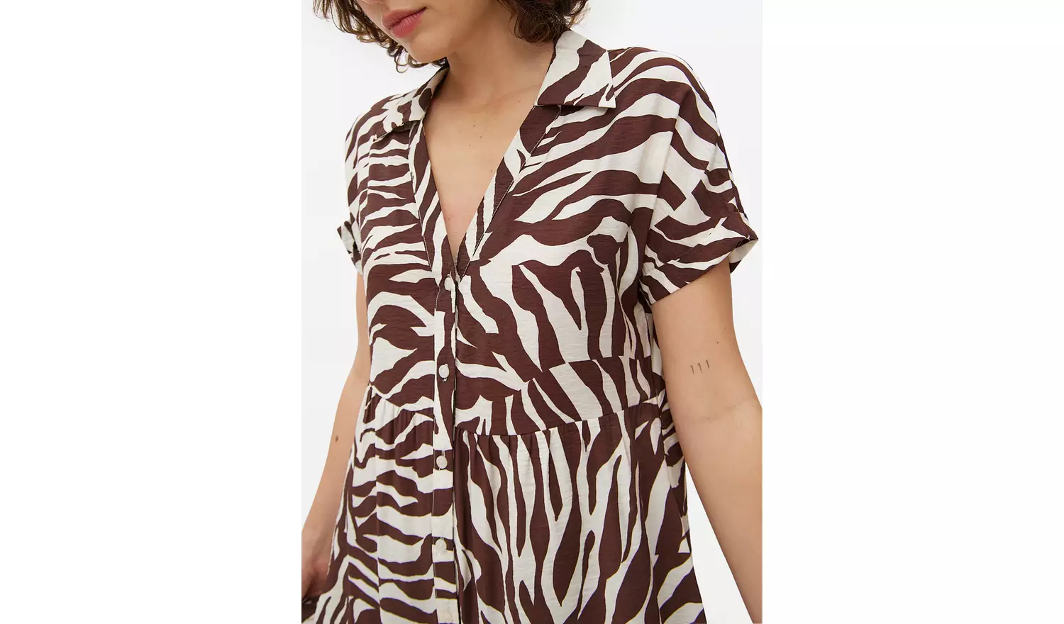 Brown Zebra Printed Boho Midi Dress 10