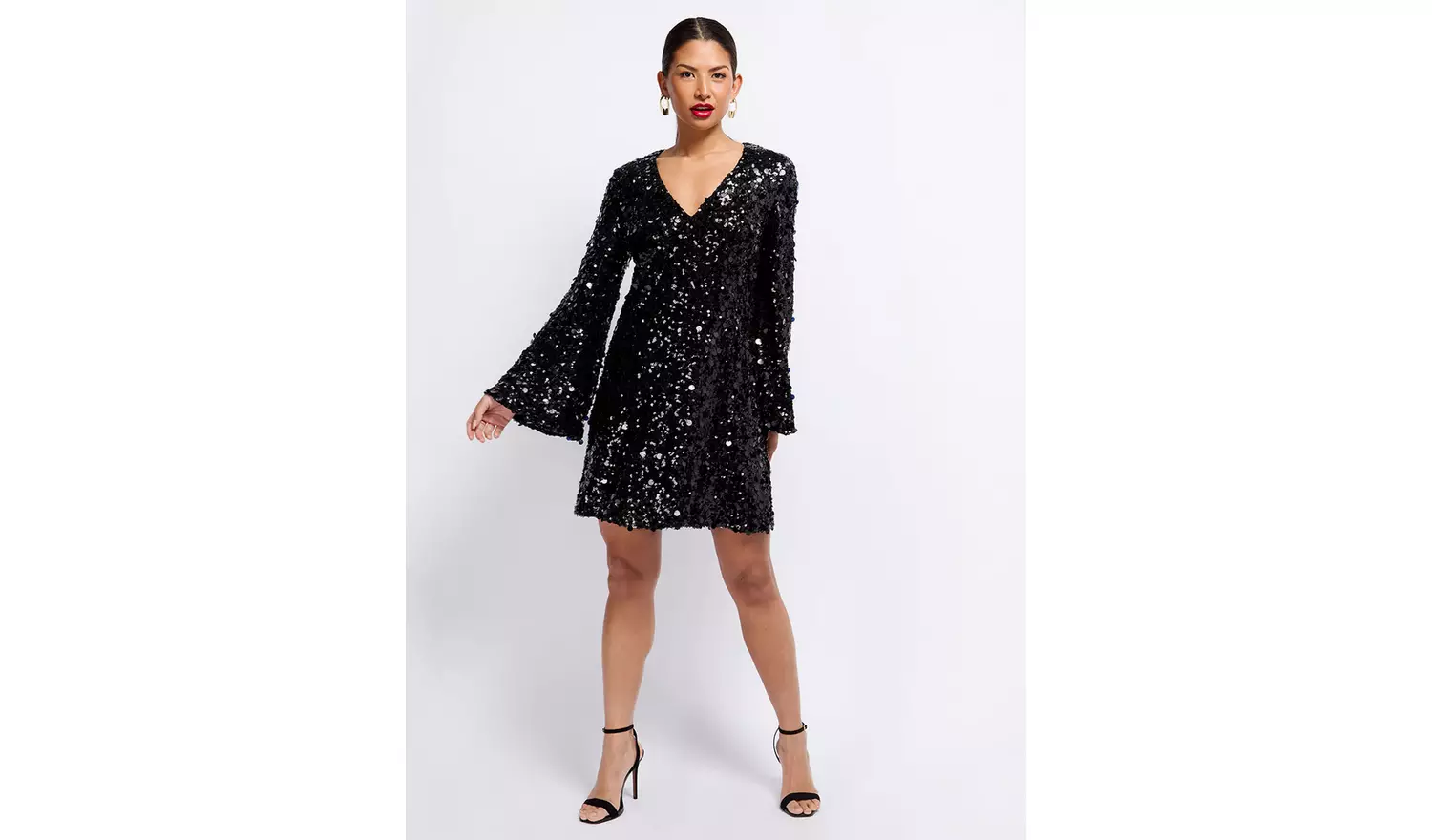 VOGUE WILLIAMS Black Sequin Mini Dress 12