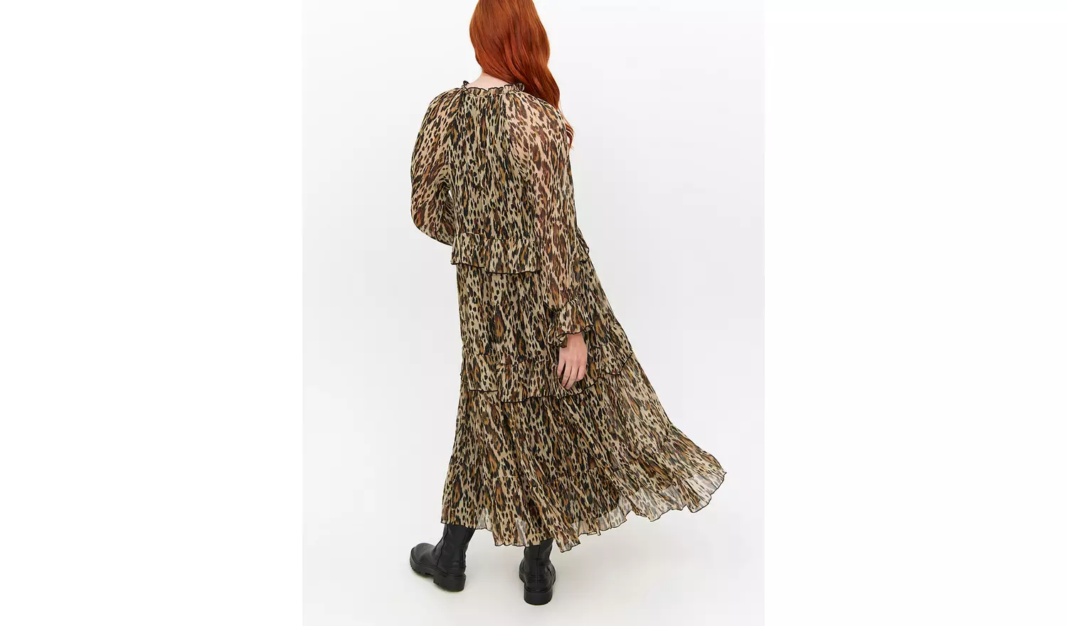 Leopard Printed Chiffon Midaxi Romantic Dress 10